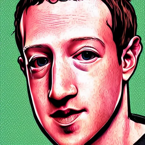 Prompt: Mark Zuckerberg drawn in style of Meatcanyon