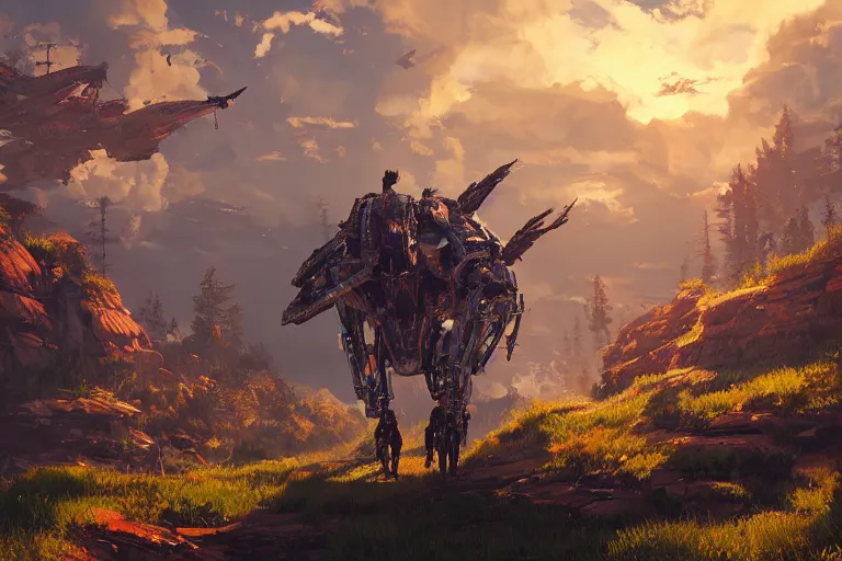 Image similar to glinthawk machine mecanical creature robot of horizon forbidden west horizon zero dawn radiating a glowing aura global illumination ray tracing hdr fanart arstation by ian pesty and alena aenami artworks in 4 k