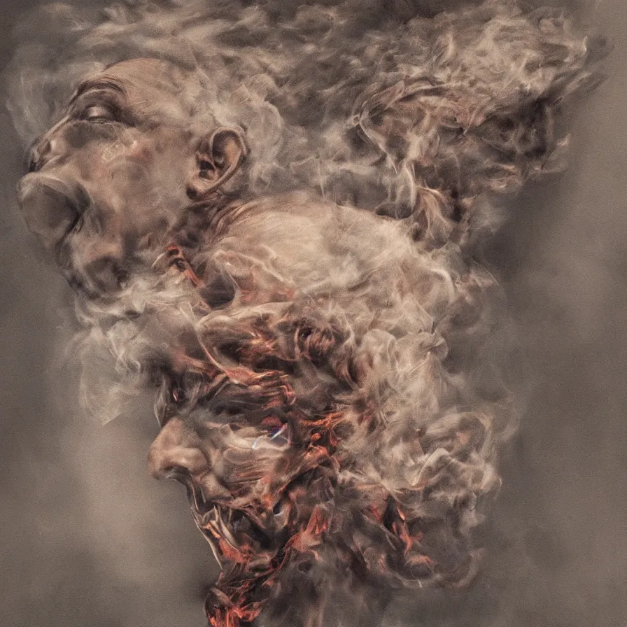 Image similar to artwork about a man's head bursting into smoke.