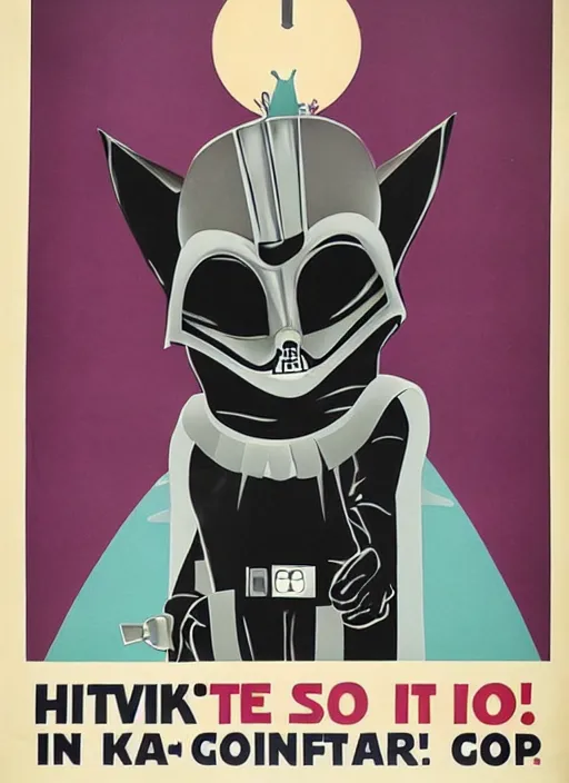 Prompt: a propaganda poster depicting a cat looking like darth vader