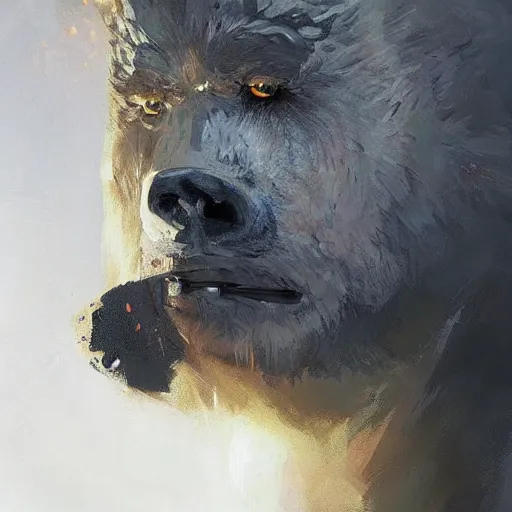 Prompt: Manbearpig is half man half bear half pig I'm super cereal beautiful stunning portrait by ruan jia