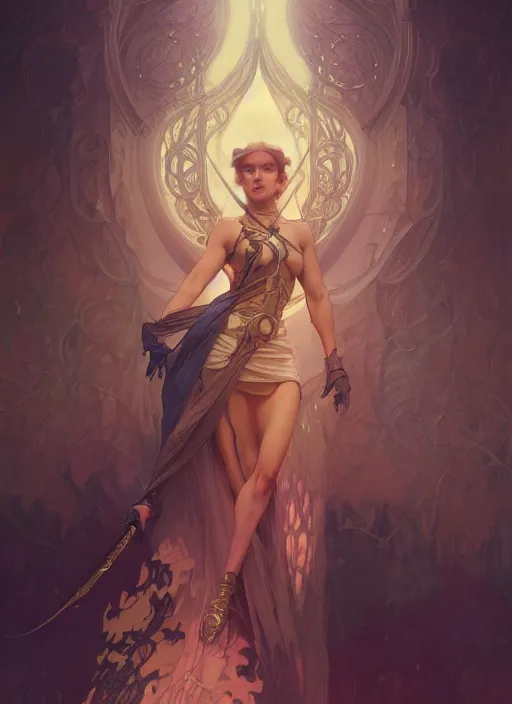 Image similar to person made of lightnings, depth of field, fantasy, medieval wear, intricate, elegant, highly detailed, digital painting, artstation, concept art, smooth, sharp focus, illustration, art by artgerm and greg rutkowski, reimagined by alphonse mucha