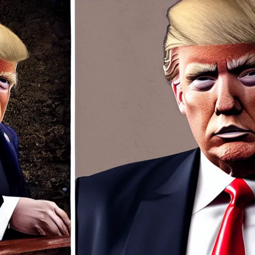 Image similar to portrait of donald trump sitting on a roll's royce, gta 5 artwork, gold chain necklace, very detailed face, purple suit