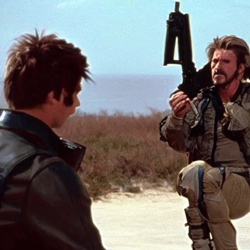 Prompt: movie still from metal gear the movie 1 9 8 7