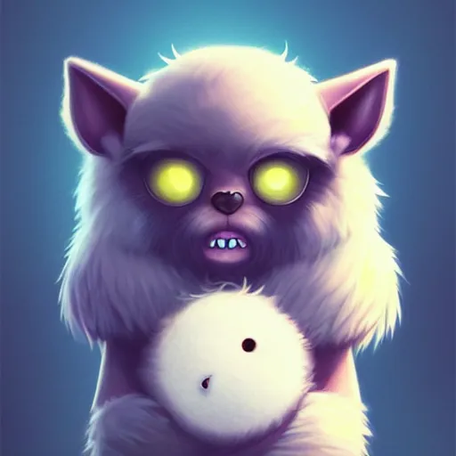 Prompt: funny furry cute little monster by artgerm and beeple and charlie bowater, soft lighting, solid background,