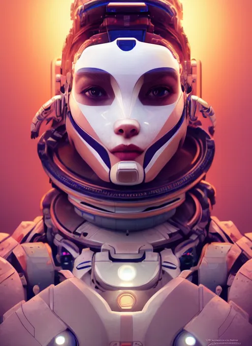 Image similar to symmetry!! portrait of a robot astronaut, tech face, floral! horizon zero dawn machine, intricate, elegant, highly detailed, digital painting, artstation, concept art, smooth, sharp focus, illustration, art by artgerm and greg rutkowski and alphonse mucha, 8 k