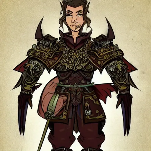 Image similar to character design for a fantasy character named Regulon. Regulon is 32 years old with medium length brown hair and wearing ornate armor. He is a mastermind behind a rebellion