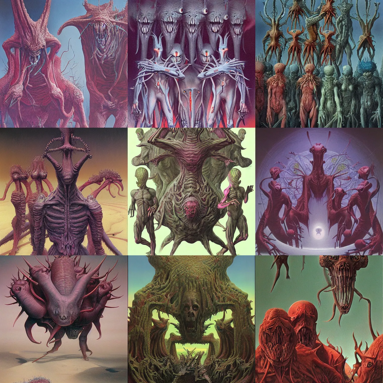 Image similar to painting of strange creatures by wayne barlowe