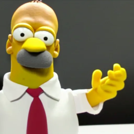 Image similar to homer simpson as a muppet with yellow skin, brown mouth, white polo shirt. highly detailed felt. hyper real photo. 4 k.