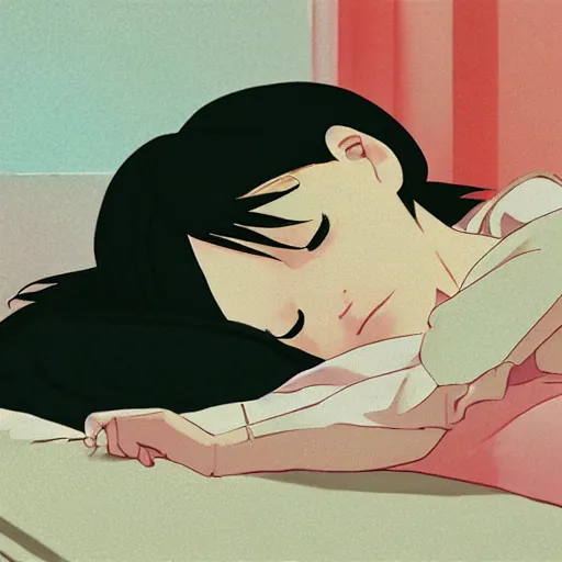 Prompt: little girl in pajama sleeping. digital artwork by makoto shinkai, inspired by pixar movies and balthus, highly detailed, realistic