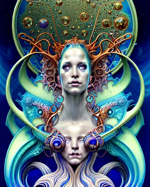 Image similar to a portrait of gemini water and fire fantasy character portrait made of fractals facing each other, art nouveau mandala, ultra realistic, wide angle, intricate details, the fifth element artifacts, highly detailed by peter mohrbacher, hajime sorayama, wayne barlowe, boris vallejo, aaron horkey, gaston bussiere, craig mullins