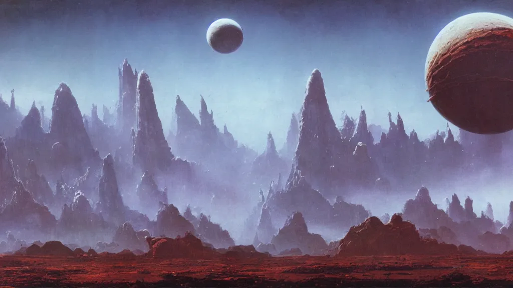 Image similar to alien planet, an empire in upheaval by arthur haas and bruce pennington, cinematic matte painting