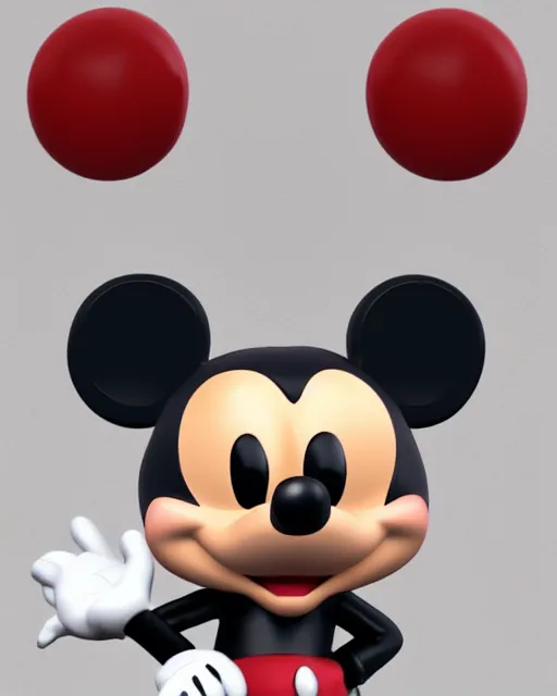 Image similar to full body 3d render of Micky mouse as a funko pop, studio lighting, white background, blender, trending on artstation, 8k, highly detailed