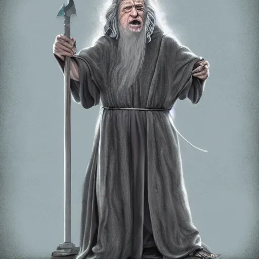 Image similar to danny devito as gandalf the white, lord of the rings, full body, high quality, wide angle, illustration, digital art