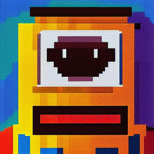 Image similar to evil robot minion, pixel art, 3 2 - bit, hd pixel art, highly detailed