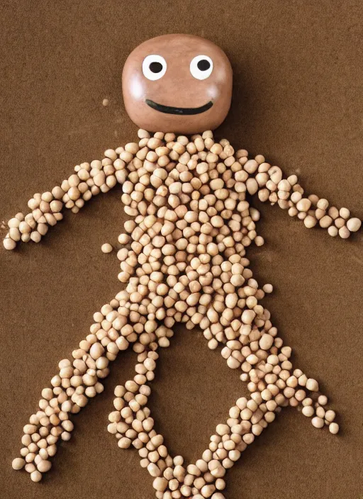 Prompt: a figure made of beans