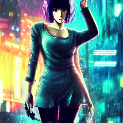 Image similar to an anime cute girl in blade runner 2047