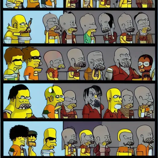 Image similar to the walking dead in the style of the simpsons