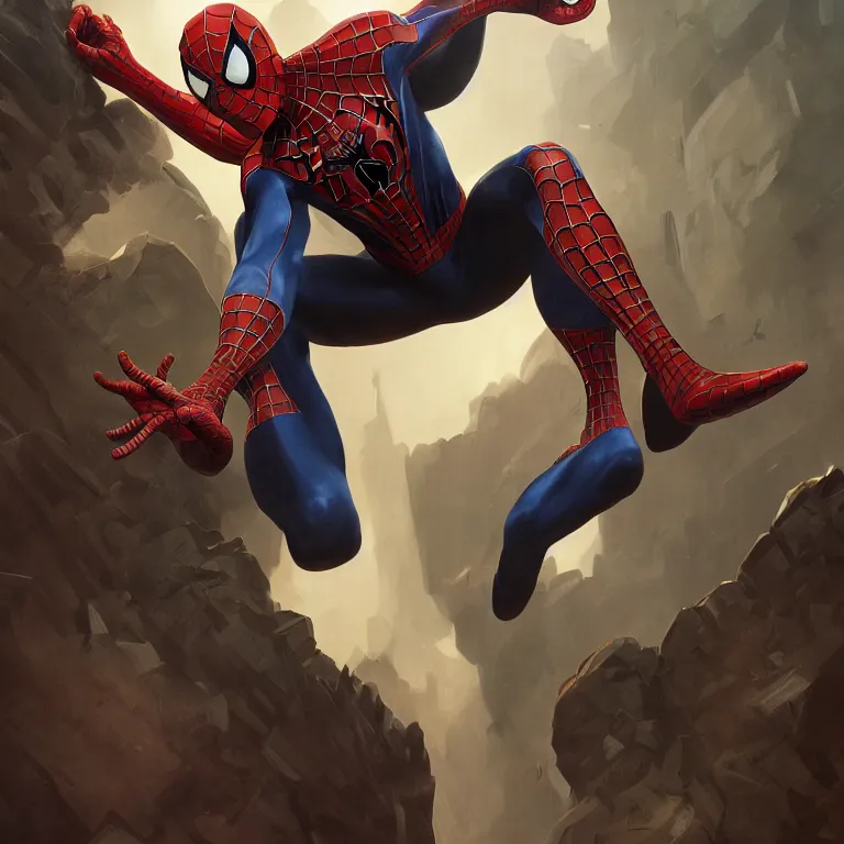 Image similar to portrait of spiderman, D&D, fantasy, highly detailed, digital painting, artstation, smooth, sharp focus, illustration, art by artgerm and greg rutkowski and alphonse mucha