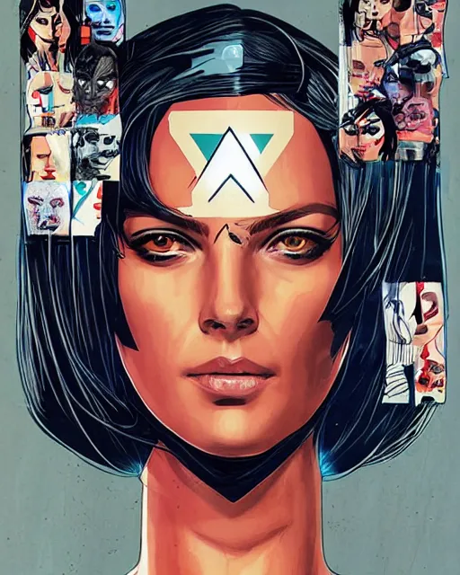 Image similar to portrait of a female android, by MARVEL comics and Sandra Chevrier