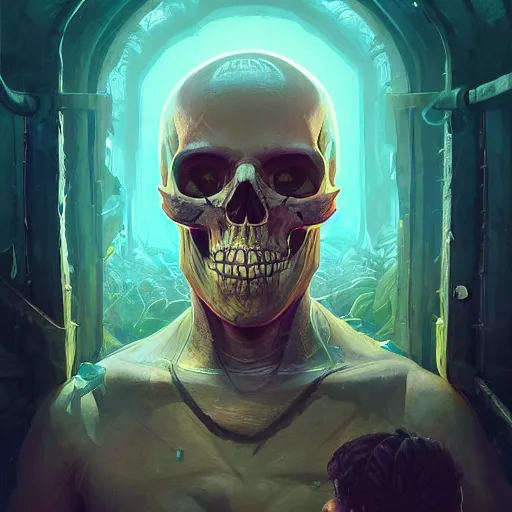 Image similar to highly detailed portrait skull 💎 gem, in gta v, stephen bliss, unreal engine, fantasy art by greg rutkowski, loish, rhads, ferdinand knab, makoto shinkai and lois van baarle, ilya kuvshinov, rossdraws, tom bagshaw, global illumination, radiant light, detailed and intricate environment