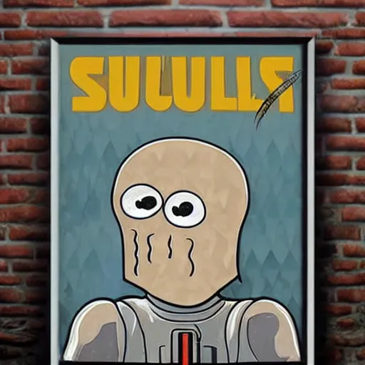 Image similar to poster of darth squidward