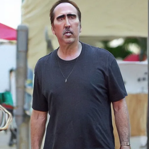 Image similar to nicholas cage eat watermelon