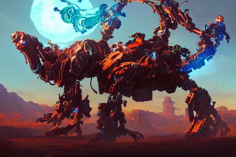 Image similar to clamberjaw machine mecha animal beast robot of horizon forbidden west horizon zero dawn bioluminiscence, behance hd by jesper ejsing, by rhads, makoto shinkai and lois van baarle, ilya kuvshinov, rossdraws global illumination