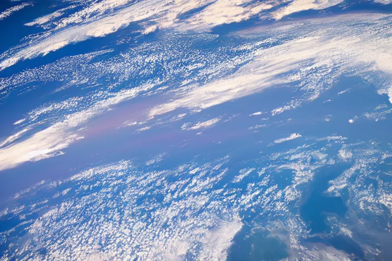 Prompt: photo of earth ’ s horizon from the international space station