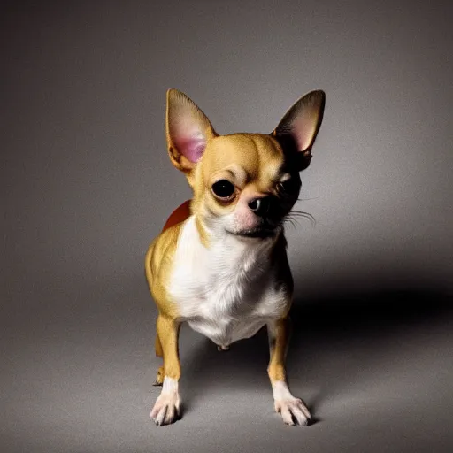 Prompt: a happy chihuahua stars as walter white in breaking bad, high quality photography, promotional shot