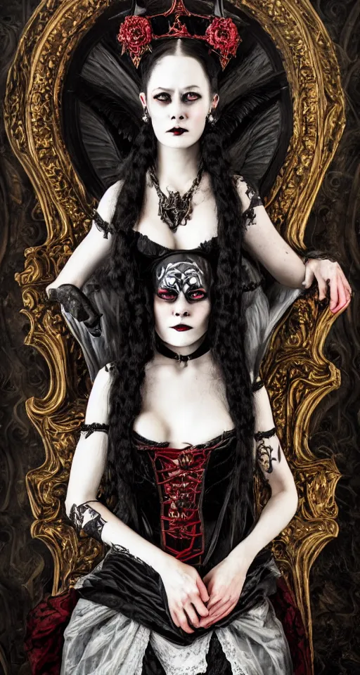 Image similar to of a supreme Lady Bathory, sinister, gothic, victorian, Portrait, extreme detail, luxury, elite, intricate, hypermaximalist, demonic, mythical, painted by Saharat Buarawong, 8K,