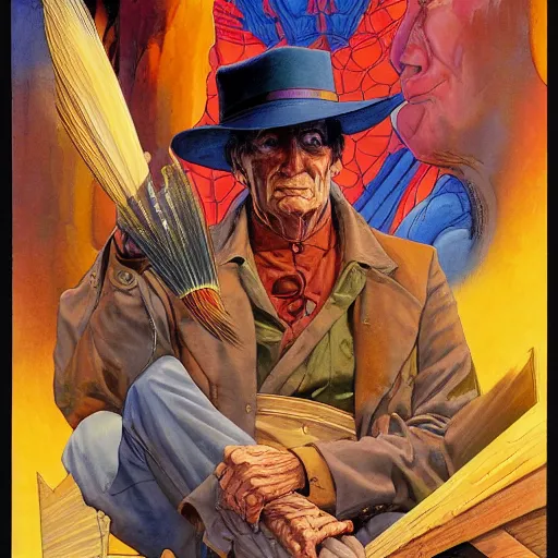 Image similar to jean giraud and moebius and don lawrence and alex ross and john romita jr, gouache and wash paints, smooth focus, sharp details, detailed details, bokeh, 4 k, fine 5 k details, fine details, fine intricate, fine facial proportionate, fine body proportionate, about human carpenter