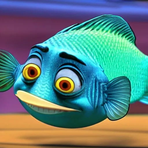 Image similar to fish with four legs. pixar cartoon