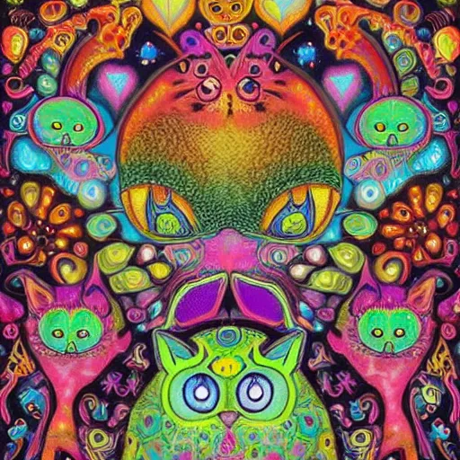 Image similar to my little dark age, detailed painterly digital art by lisa frank and louis wain, trending on deviantart