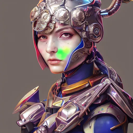 Image similar to studio portrait of lawful good colorful female holy mecha paladin absurdly beautiful, elegant, young sensual graceful woman, ultrafine hyperrealistic detailed face illustration by kim jung gi, irakli nadar, intricate linework, sharp focus, bright colors, matte, octopath traveler, final fantasy, unreal engine highly rendered, global illumination, radiant light, intricate environment