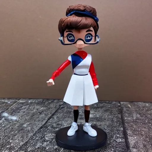 Prompt: full figure, audrey hepburn cos play lumberjack, stop motion vinyl action figure, plastic, toy, butcher billy style