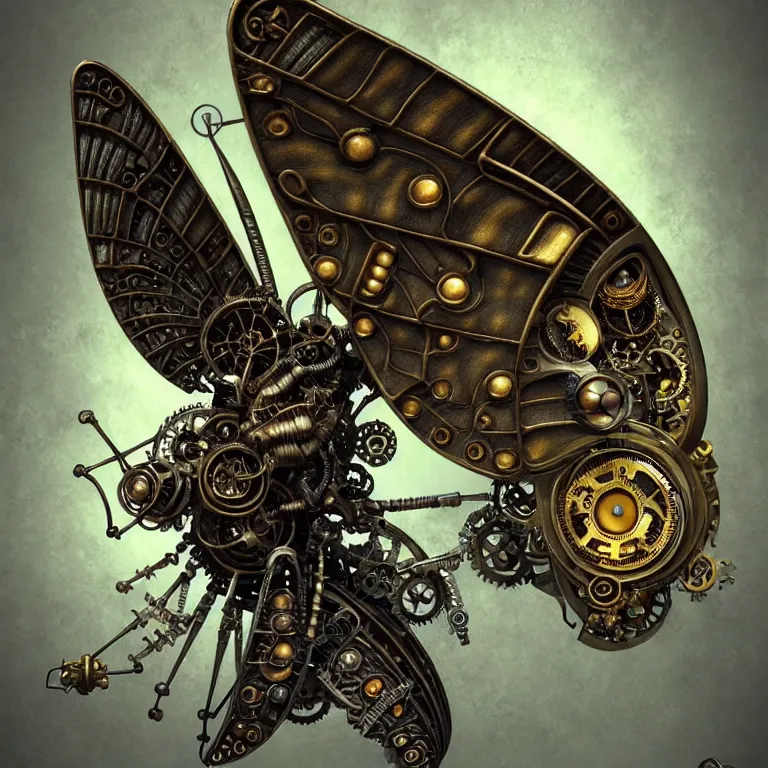 Prompt: steampunk cybernetic biomechanical old world swallowtail with wings, 3 d model, very coherent symmetrical artwork, unreal engine realistic render, 8 k, micro detail, intricate, elegant, highly detailed, centered, digital painting, artstation, smooth, sharp focus, illustration, artgerm, tomasz alen kopera, wlop