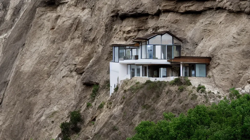 Image similar to house built on the side of a cliff, award winning photo