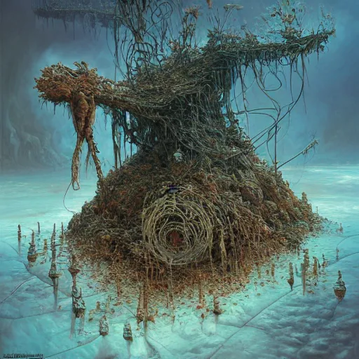 Image similar to deepfried abandoned layerd reef blob parakeet halite twig quartz, by jarosław jasnikowski and peter gric and mike winkelmann, 2 d game art, cluttered, hyperrealism