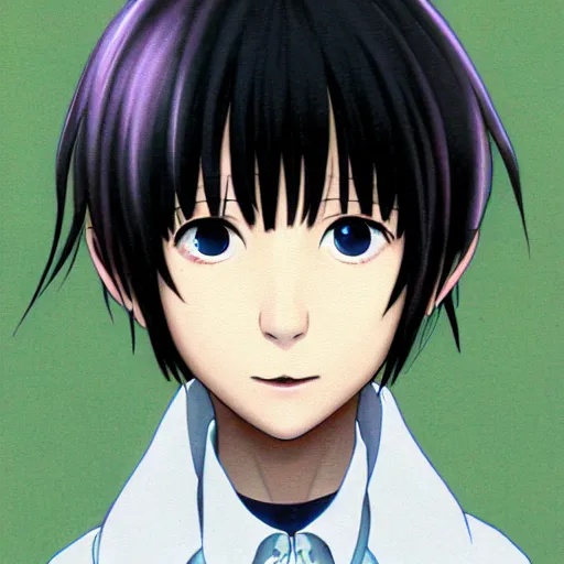 Image similar to a portrait of Lain from serial experiments: Lain Shinji Aramaki