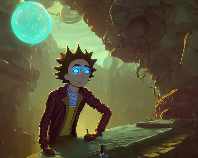 Image similar to fantasy portrait of morty from rick & morty, intricate abstract. intricate artwork, by greg rutkowski, wlop, beeple, dan mumford. concept art, octane render, trending on artstation, greg rutkowski very coherent symmetrical artwork. cinematic, key art, hyper realism, high detail, octane render, 8 k, iridescent accents