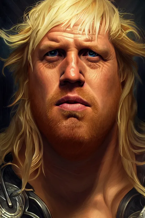 Image similar to Boris Johnson as Aquaman,realistic portrait, symmetrical, highly detailed, digital painting, artstation, concept art, smooth, sharp focus, illustration, cinematic lighting, art by artgerm and greg rutkowski and alphonse mucha