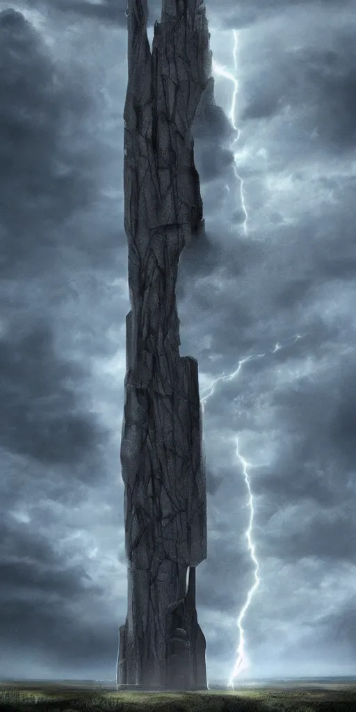 Prompt: giant medieval monolith concept art, very very very very tall, dramatic lightning, trending on deviantart, movie still, award wining photograph