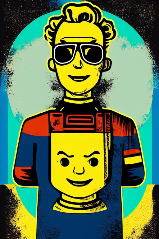 Image similar to fallout 7 6 retro futurist illustration art by butcher billy, sticker, colorful, illustration, highly detailed, simple, smooth and clean vector curves, no jagged lines, vector art, smooth andy warhol style