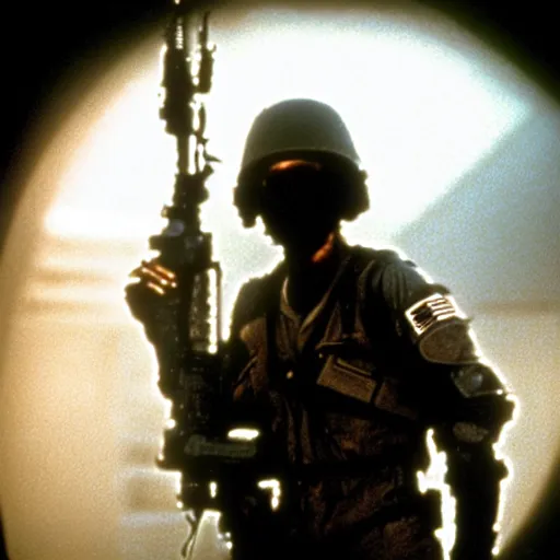 Image similar to soldier, still from the movie aliens