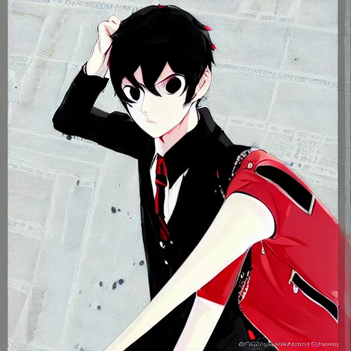 Image similar to Ren Amimiya from persona 5 in the Shibuya Crossing, relaxed, anime portrait, highly detailed, trending on art station