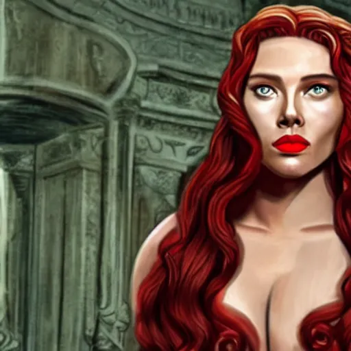 Image similar to medusa as scarlett johanson