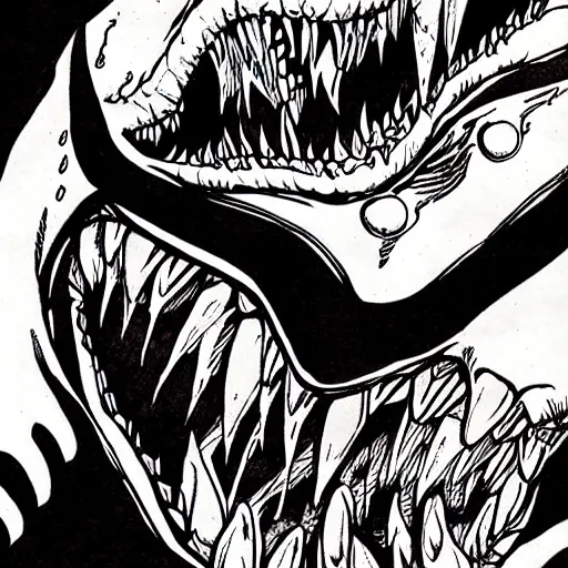 Image similar to venom drawn by junji ito