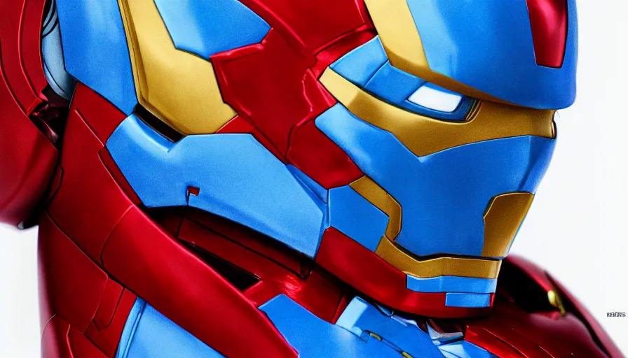 Image similar to hand painted bust of tom cruise as iron man in blue armor, hyperdetailed, artstation, cgsociety, 8 k
