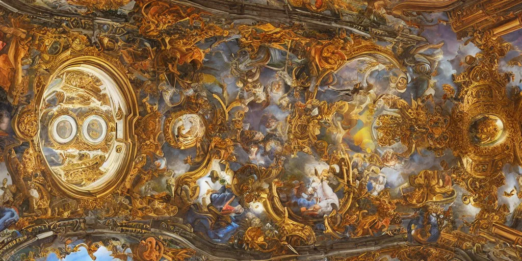 Image similar to beautiful ornate heavenly marble rococo megastructure in the style of heironymus bosch, colorful light intricate masterpiece, hyper detailed, hd